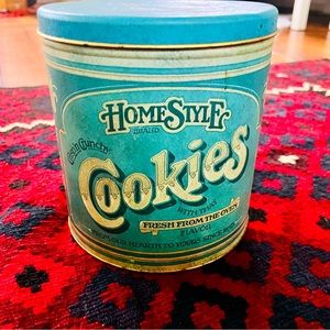 Homestyle 1970s Vintage Ballonoff Mid Century  Kitchen Tin Canister COOKIES
